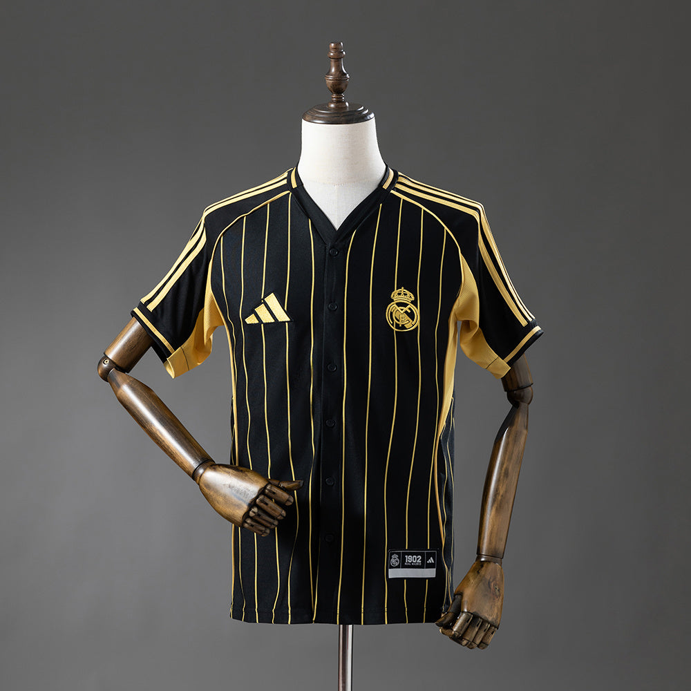 Real Madrid Jersey 25/26 Black Gold Baseball Kit