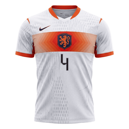 VIRGIL #4 Mens Netherlands World Cup Away Jersey 2026 - Player Version (Slim Fit)