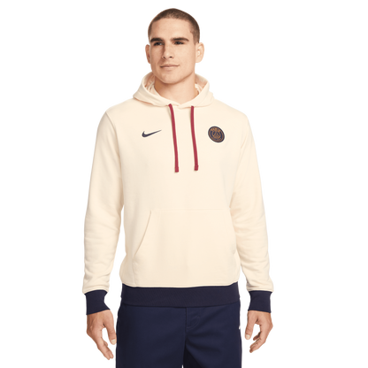 Nike Men's Paris Saint-Germain Fleece Hoodie-Coconut Milk/Blackened Blue