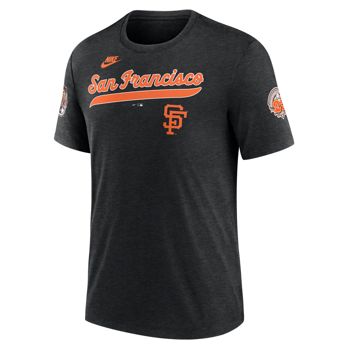 Nike San Francisco Giants Cooperstown Collection Eras Tri-Blend T-Shirt-Heather Black