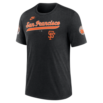 Nike San Francisco Giants Cooperstown Collection Eras Tri-Blend T-Shirt-Heather Black