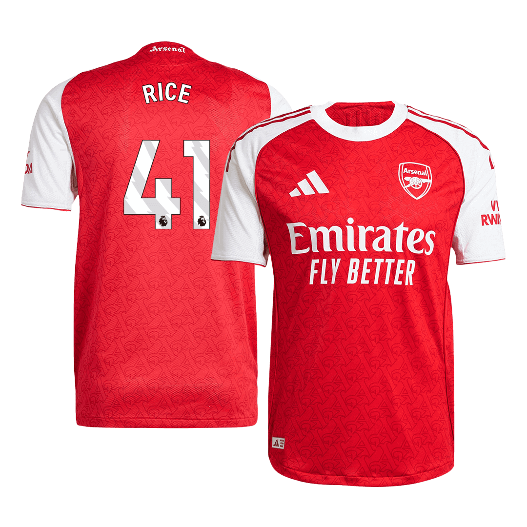 RICE #41 Mens Arsenal Home Jersey 2025/26 - Player Version (Slim Fit)